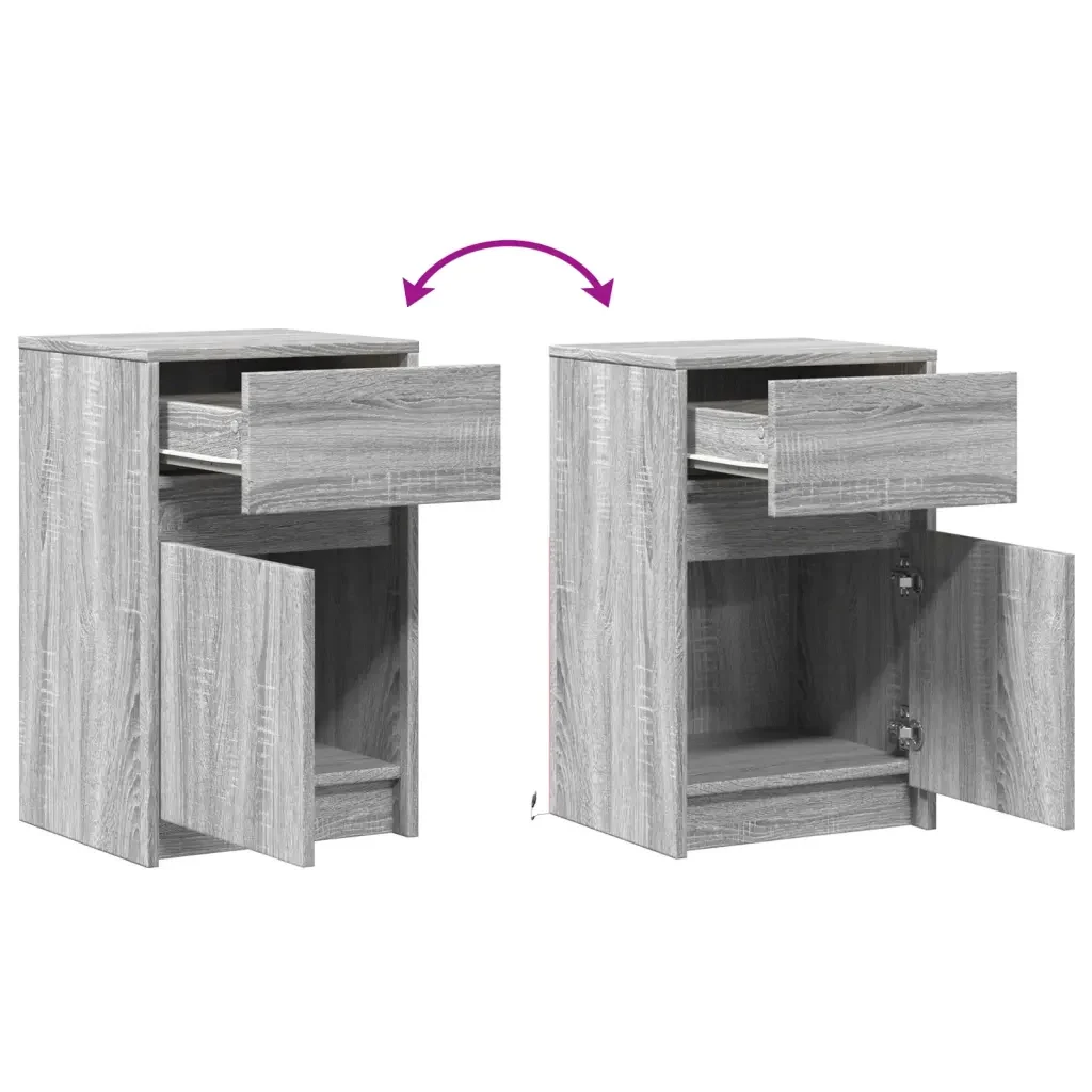 Comodini con Luci LED 2pz Grigio Sonoma in Legno Multistrato 852009 - Image 10