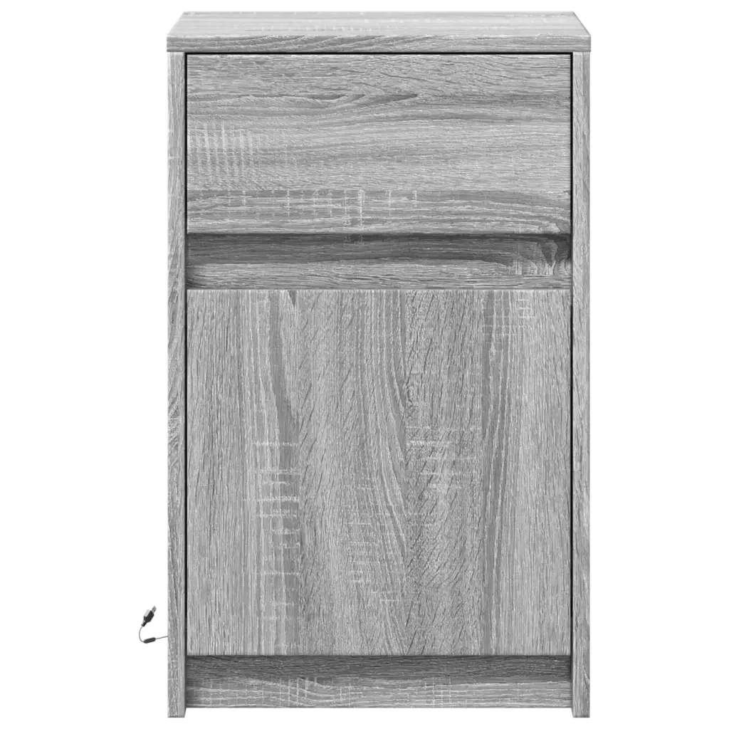 Comodini con Luci LED 2pz Grigio Sonoma in Legno Multistrato 852009 - Image 6
