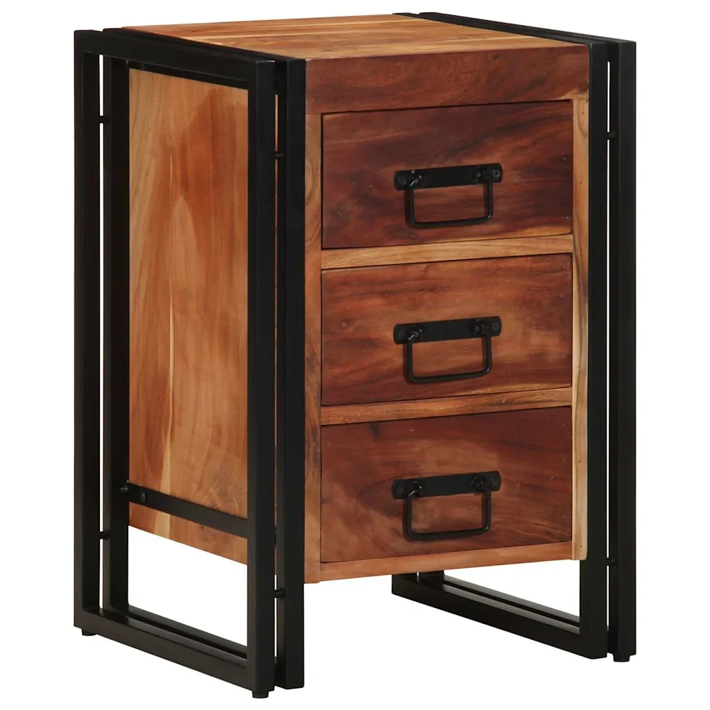 Armadio da Notte 40 x 40 x 59 cm Legno di Acacia Massello 4102731 - Image 3