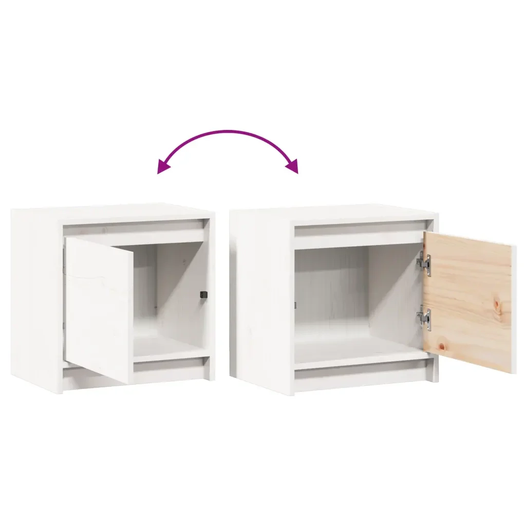 Comodino Bianco 40x30,5x40 cm in Legno Massello di Pino 808115 - Image 8