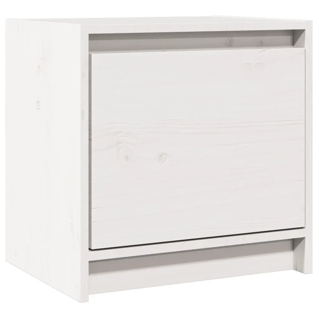 Comodino Bianco 40x30,5x40 cm in Legno Massello di Pino cod mxl 44873 - Image 2