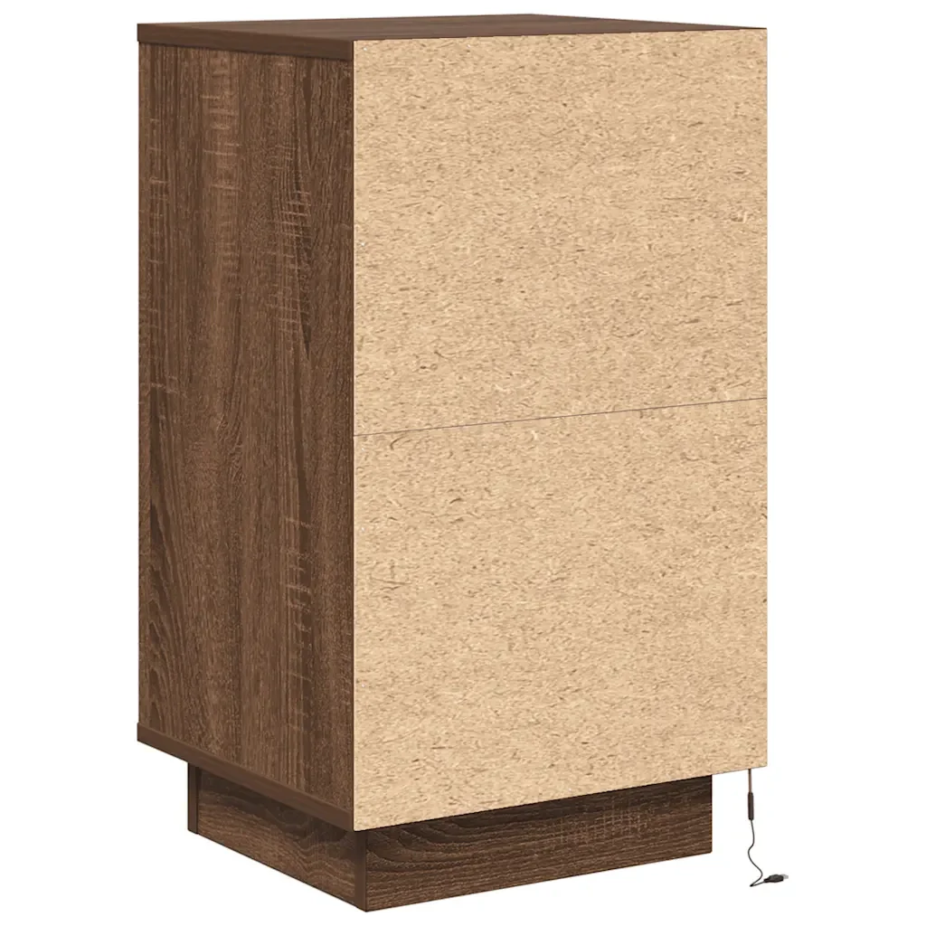 Comodino con Luci LED Rovere Marrone 38x34x65 cm - Image 9