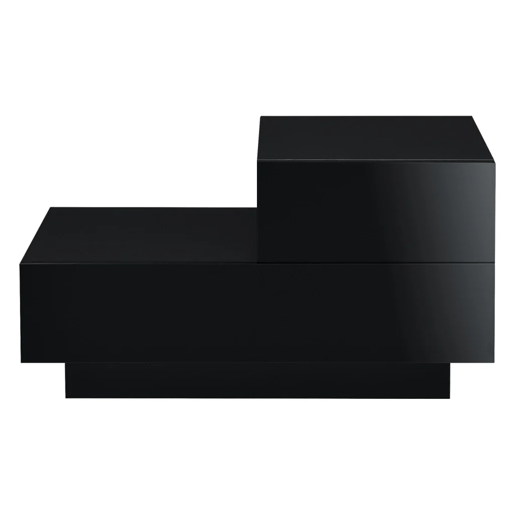 Comodino da Notte a 2 Cassetti 38 x 70 x 35 cm Cassettiera e Portaoggetti Mobile da Divano/Letto Posizione a Destra - Nero, Frontale Lucido - Image 4