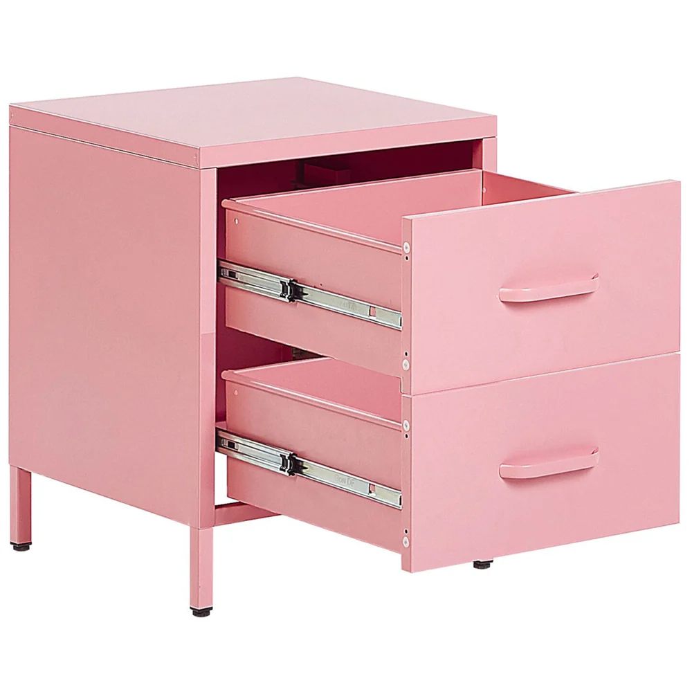 Comodino in Acciaio Rosa Design Industriale 2 Cassetti Camera da Letto Mobili Contenitori - Image 2