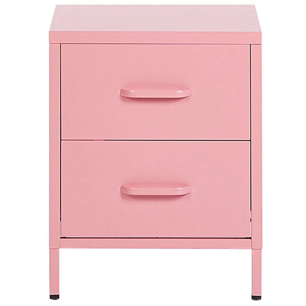 Comodino in Acciaio Rosa Design Industriale 2 Cassetti Camera da Letto Mobili Contenitori - Image 5