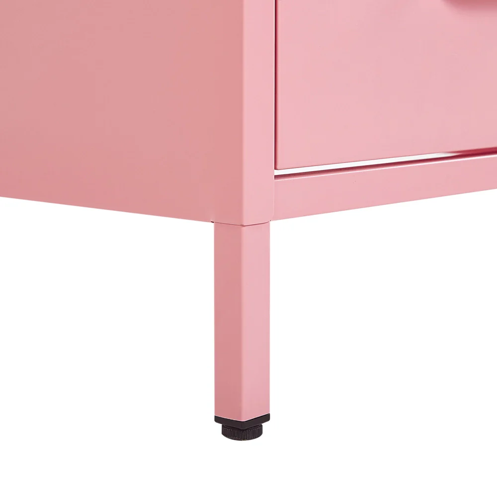 Comodino in Acciaio Rosa Design Industriale 2 Cassetti Camera da Letto Mobili Contenitori - Image 7
