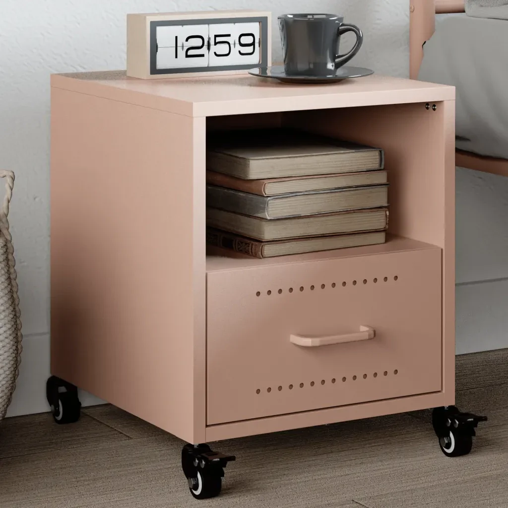 Comodino Rosa 36x39x43,5 cm in Acciaio 846706