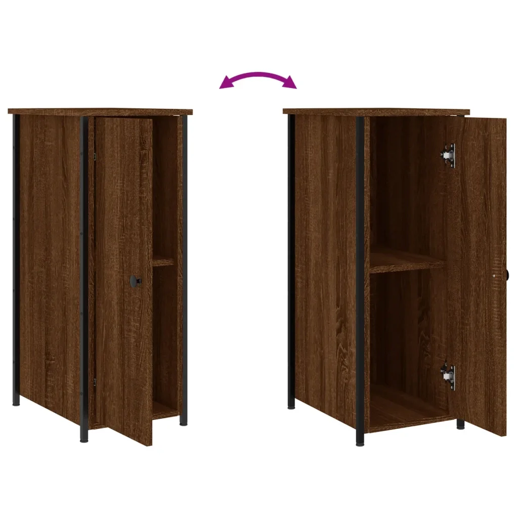 Comodino Rovere Marrone 32x42x80 cm in Legno Multistrato 825971 - Image 9