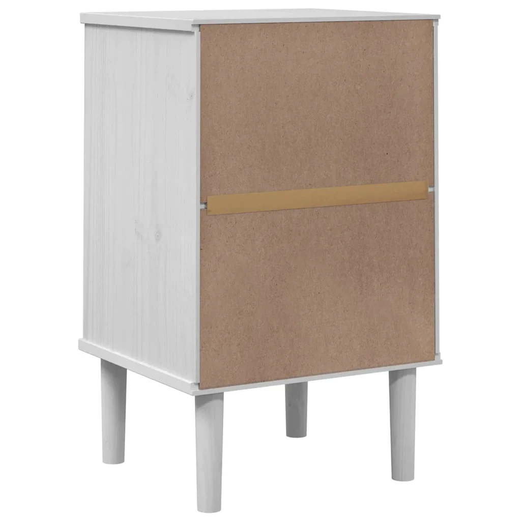 Comodino SENJA Aspetto Rattan Bianco 40x35x65 cm in Legno Pino 358014 - Image 8