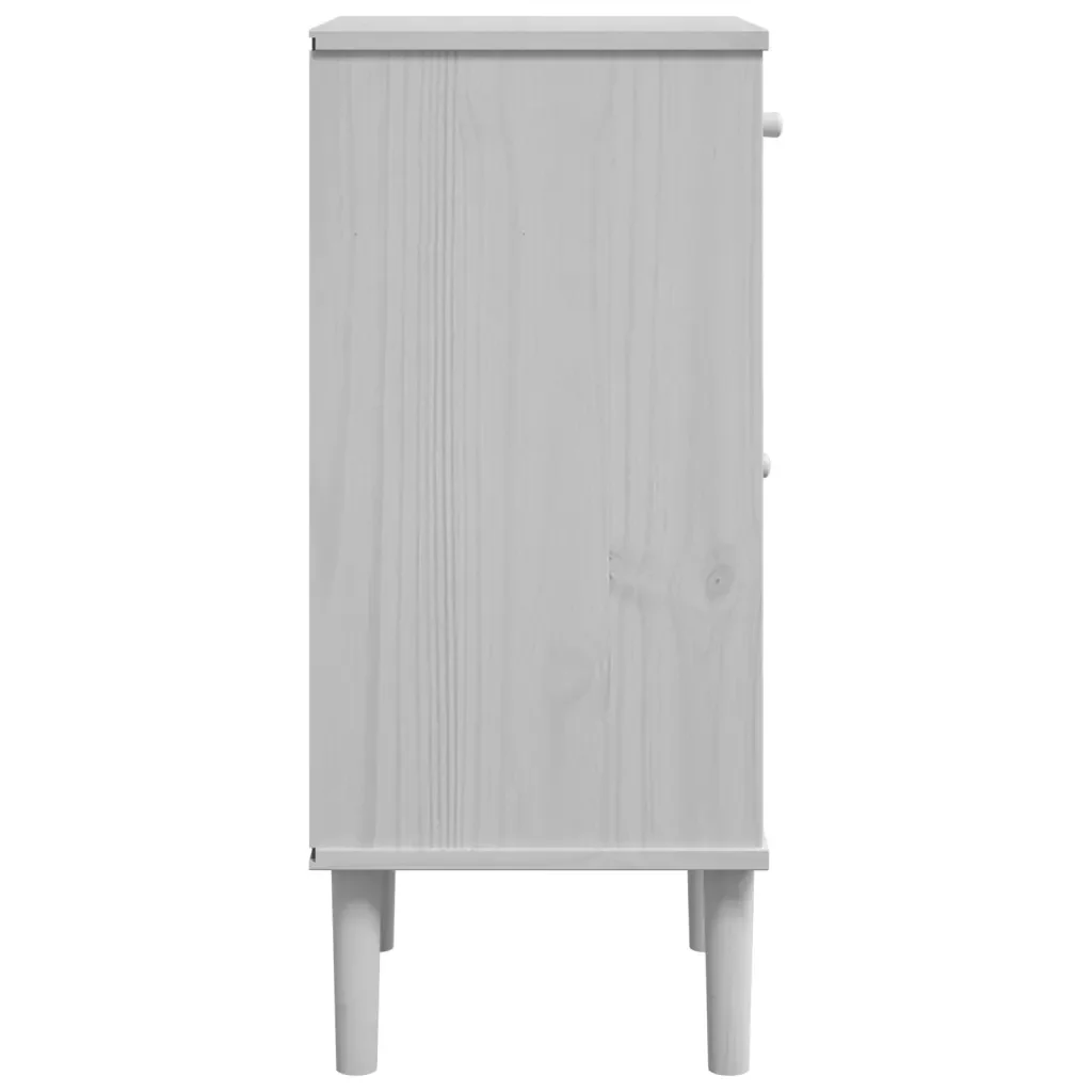 Comodino SENJA Aspetto Rattan Bianco 40x35x80 cm in Legno Pino 358017 - Image 7