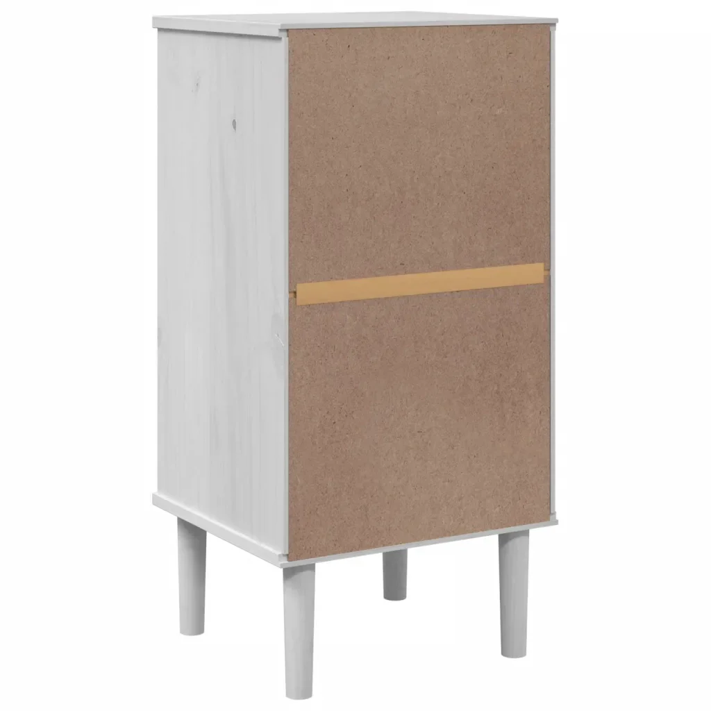 Comodino SENJA Aspetto Rattan Bianco 40x35x80 cm in Legno Pino 358017 - Image 8