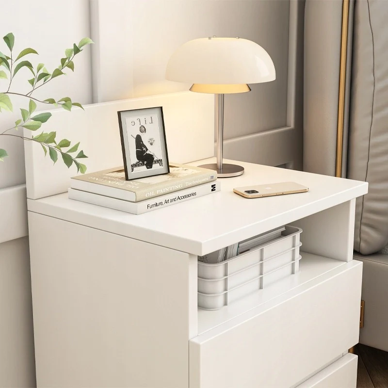 Comodino, Tavolino, 40 cm, Cassettiera per Camera da Letto, 2 Cassetti, Bianco, Loft, Moderno - Image 3