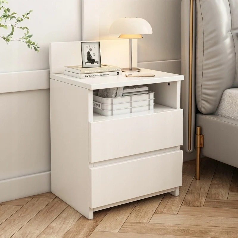 Comodino, Tavolino, 40 cm, Cassettiera per Camera da Letto, 2 Cassetti, Bianco, Loft, Moderno - Image 4