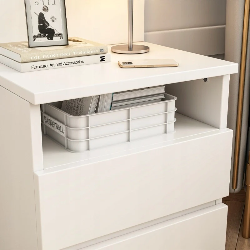 Comodino, Tavolino, 40 cm, Cassettiera per Camera da Letto, 2 Cassetti, Bianco, Loft, Moderno - Image 8