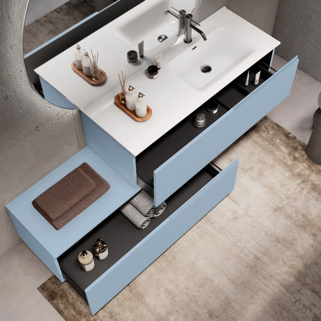 Composizione vasca DX 4 pezzi VENERE azzurro tiffany - Image 2