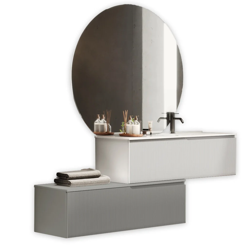 Composizione vasca DX 4 pezzi VENERE bianco/grigio