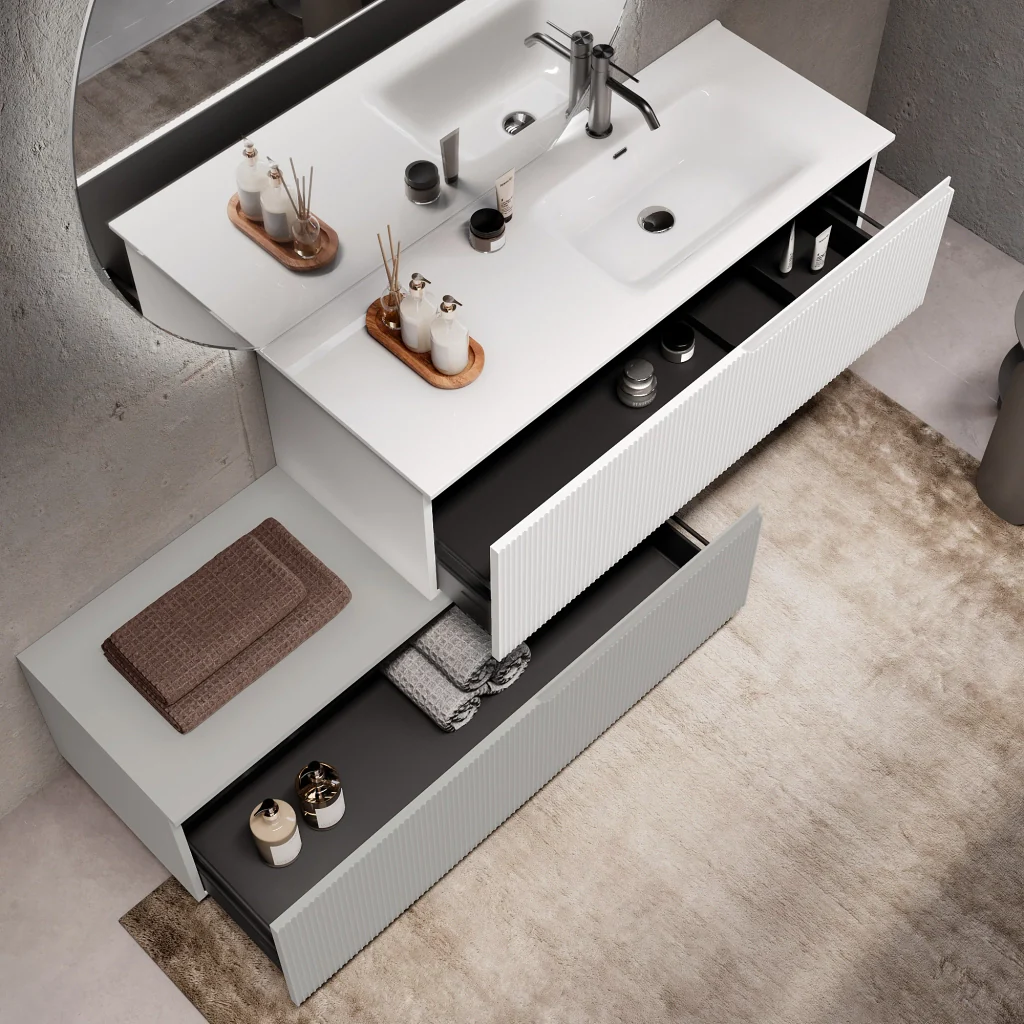 Composizione vasca DX 4 pezzi VENERE bianco/grigio - Image 2