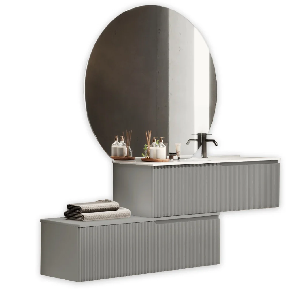 Composizione vasca DX 4 pezzi VENERE grigio opaco