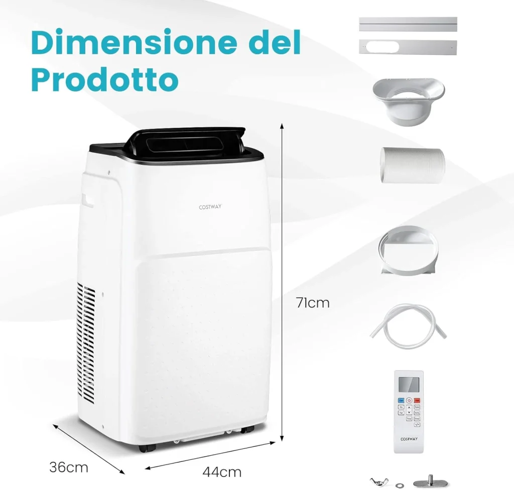 Condizionatore Portatile Caldo e Freddo, 12000BTU/3,5kW, 5 in 1 con Riscaldamento, Raffreddamento, Ventola, Deumidificazione, Modalità Notturna, 24H Timer, R290 (12000BTU|25m²+|Pro) - Image 9