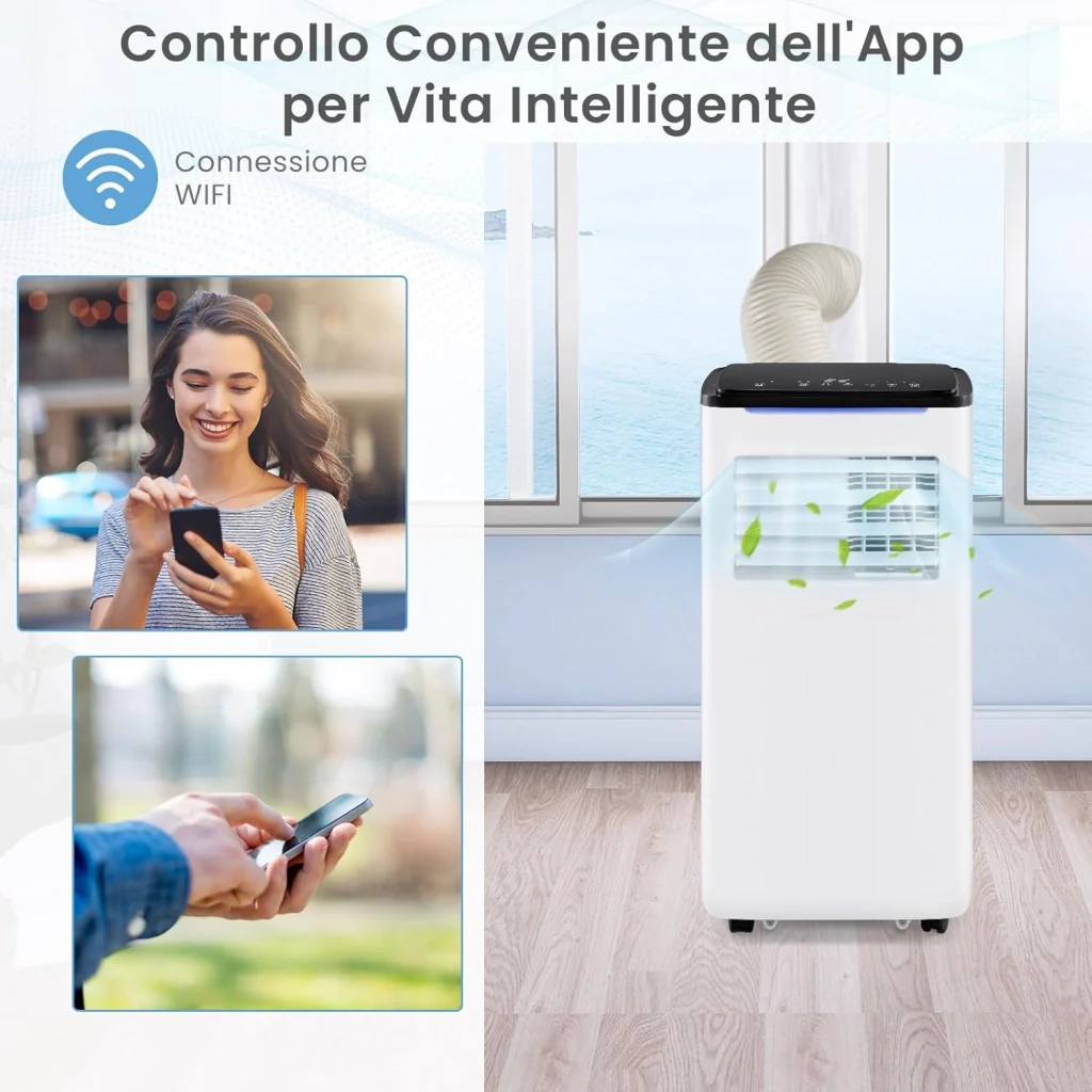 Condizionatore Portatile Caldo e Freddo, 9000BTU/2,6 kW, 5 in 1 con Raffreddamento, Riscaldamento, Ventola, Deumidificazione e Modalità Sonno, 24H Timer, R290 - Image 7