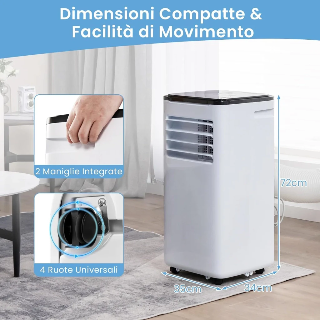 Condizionatore Portatile Caldo e Freddo, 9000BTU/2,6 kW, 5 in 1 con Raffreddamento, Riscaldamento, Ventola, Deumidificazione e Modalità Sonno, 24H Timer, R290 - Image 8