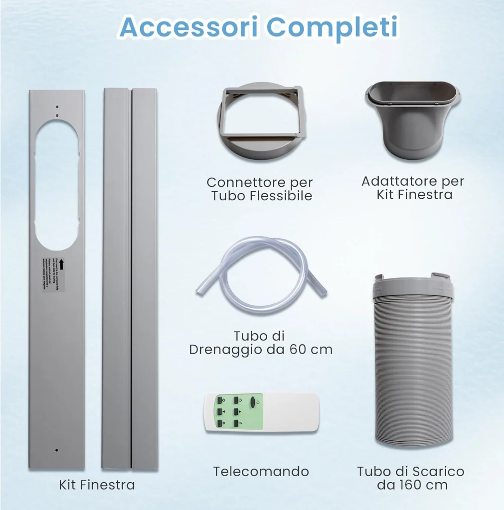 Condizionatore Portatile Caldo e Freddo, 9000BTU/2,6 kW, 5 in 1 con Raffreddamento, Riscaldamento, Ventola, Deumidificazione e Modalità Sonno, 24H Timer, R290 - Image 9