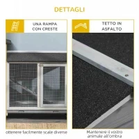 Conigliera a 2 Livelli con Rete Protettiva e Rotelle in Legno e Metallo, 157.4x53x99.5 cm, Grigio - Image 6