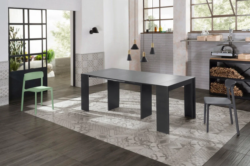 Consolle Allungabile 90x42,5/302,5xH76 cm in Mdf laccato Pinocchio Nero - Image 3