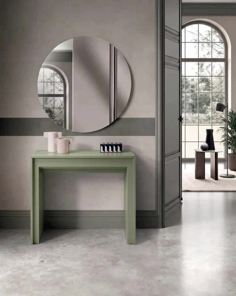 Consolle Allungabile Pinocchio - Tavolo trasformabile in MDF verde opaco antigraffio fino a 10 persone - Stones