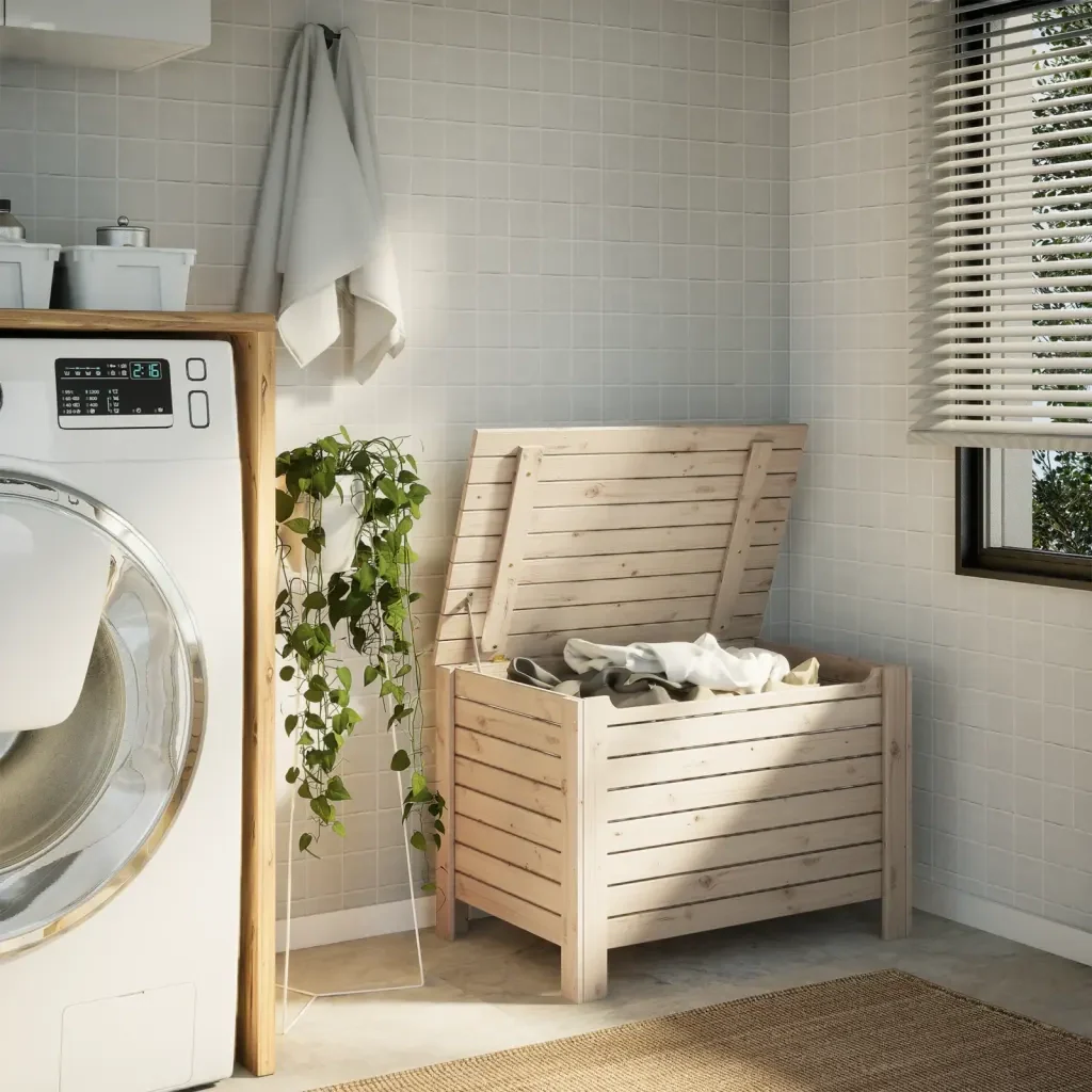 Contenitore con Coperchio RANA 80x49x54 cm Legno Massello Pino - Image 3