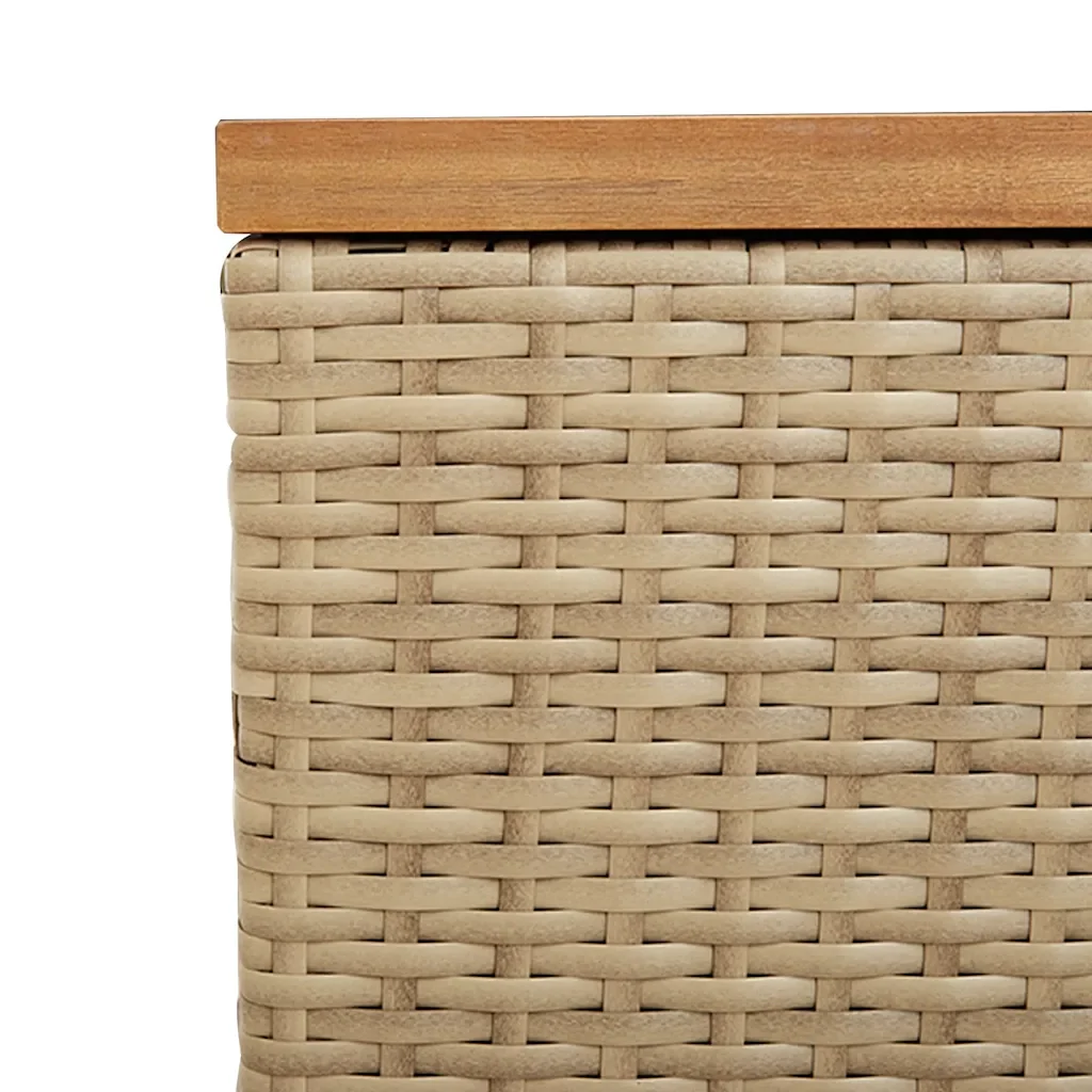 Contenitore da Giardino Beige 110x50x54 cm Polyrattan e Acacia 365957 - Image 9