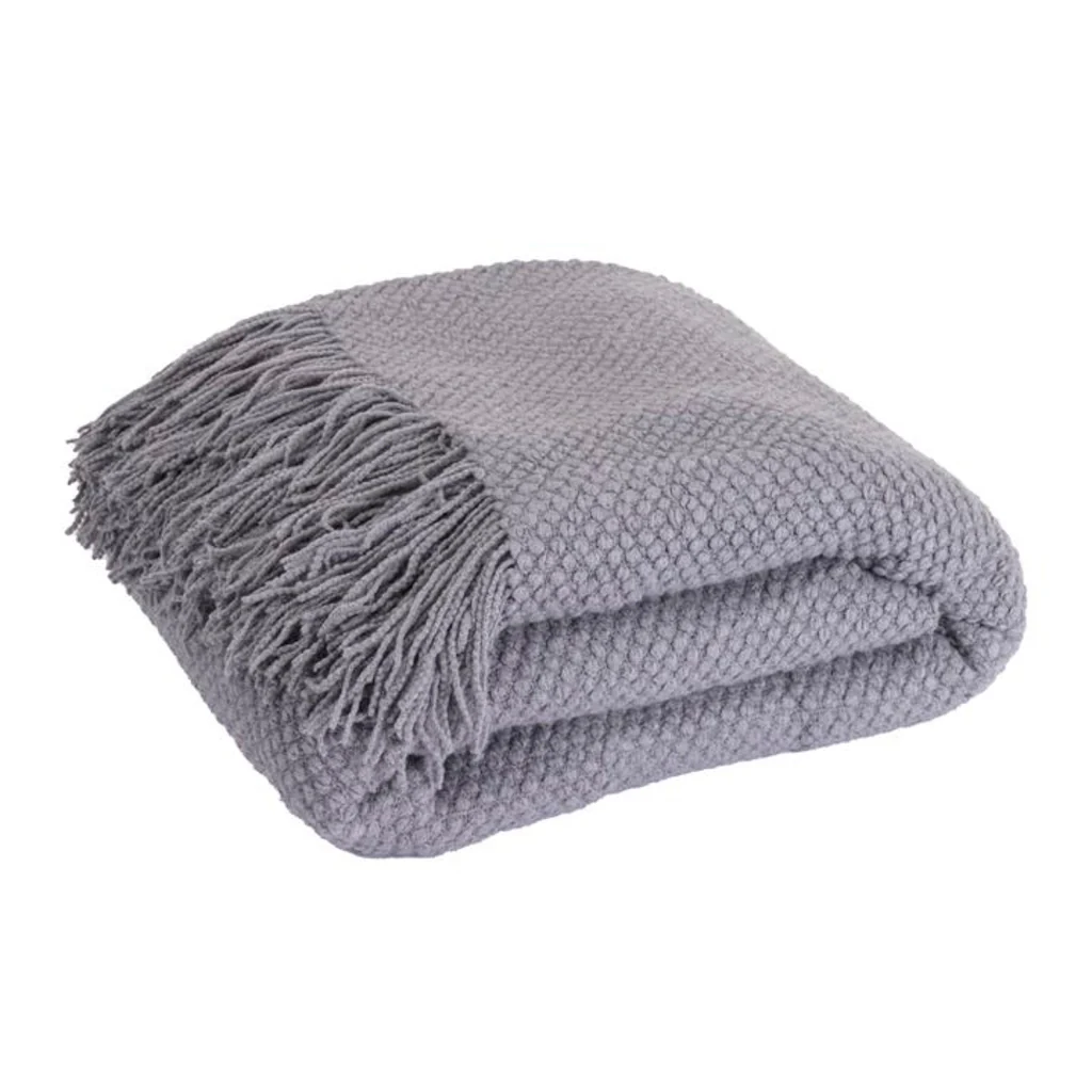 Coperta a quadri grigio chiaro 130x170cm DENARLA - Image 4