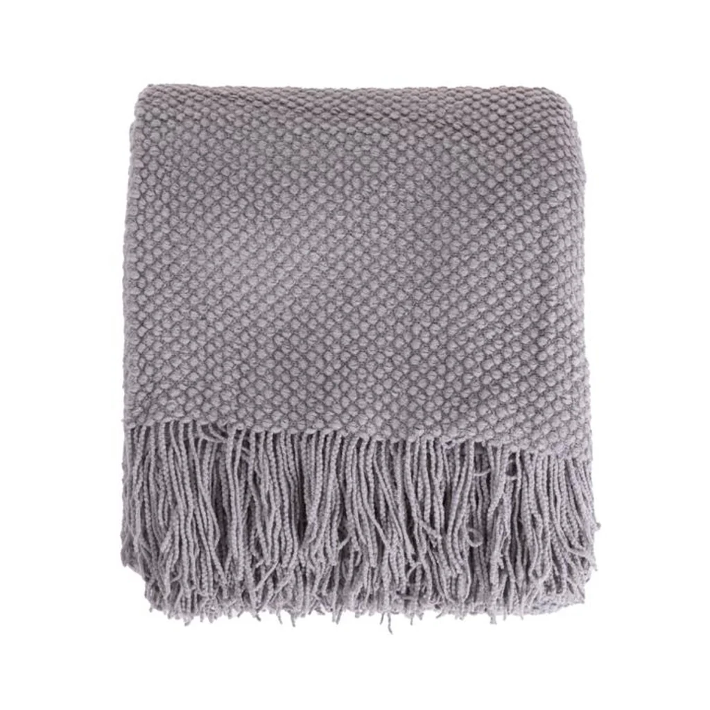 Coperta a quadri grigio chiaro 130x170cm DENARLA - Image 5