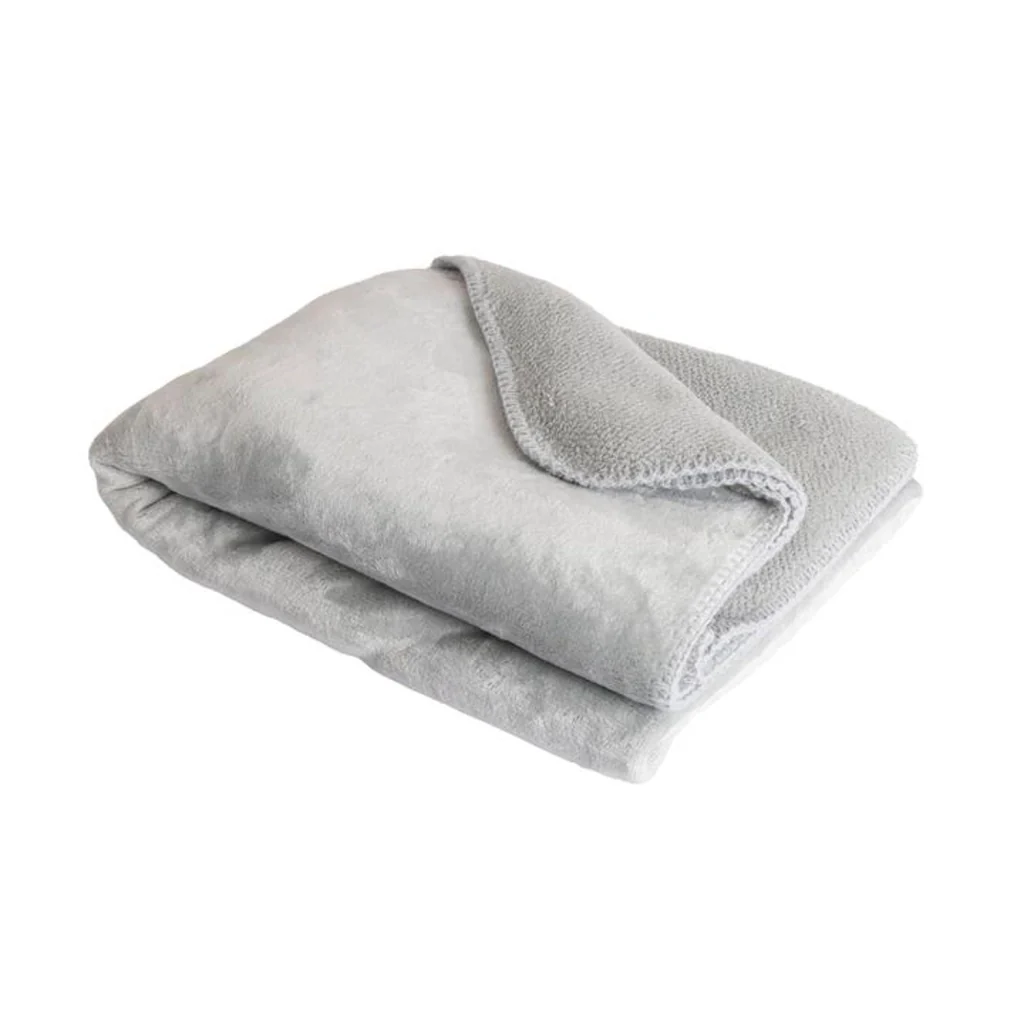 Coperta a quadri grigio chiaro 130x170cm SMOOTIK - Image 3