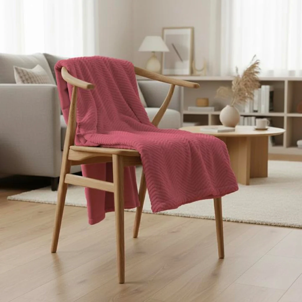 Coperta a quadri rosso lampone 130x170cm ARYNDAL - Image 3