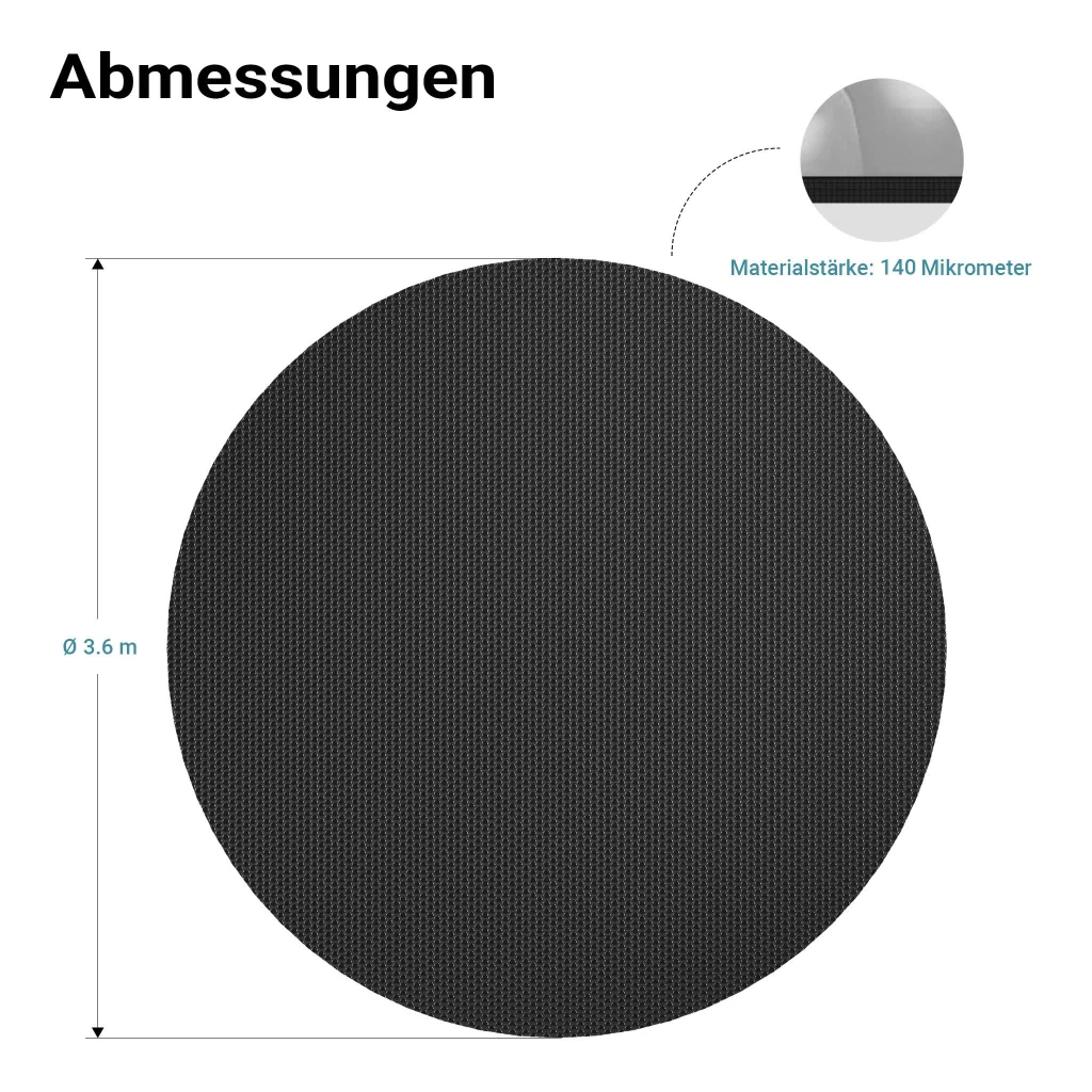 Copertura a bolle d'aria per piscina rotonda Ø 3,6m nero Protezione isotermica - Image 5