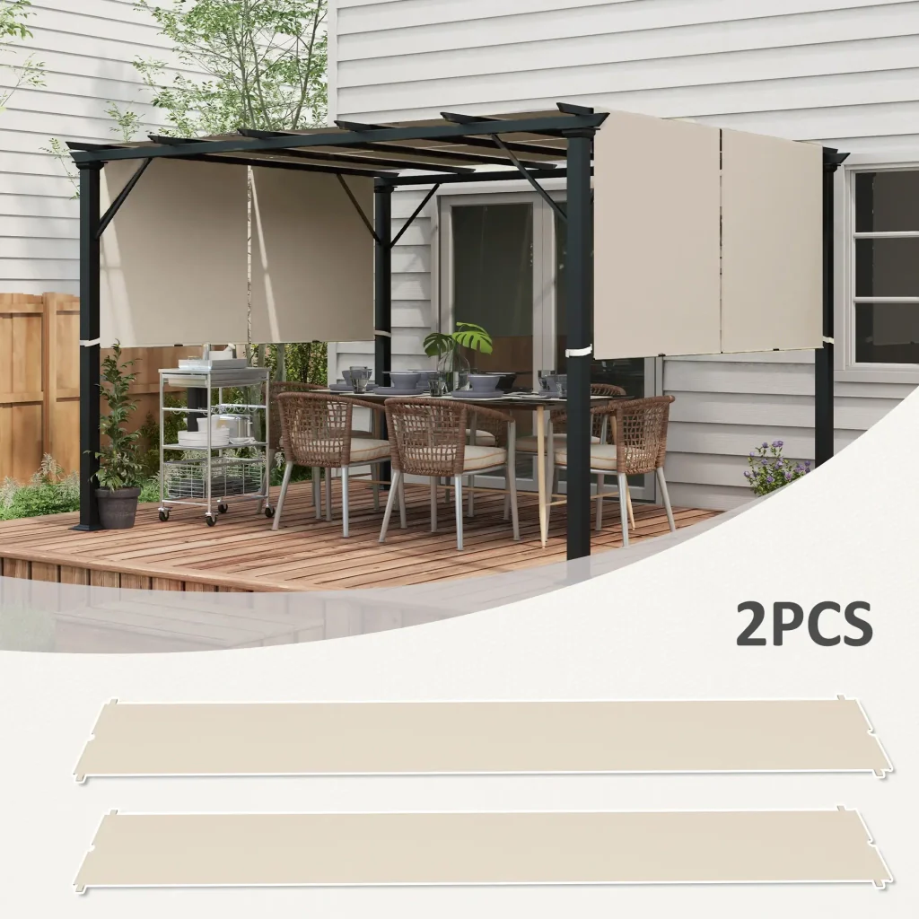Copertura per Gazebo Pergola 3x3 m 488x122 cm  in PE Impermeabile Cachi - Image 4