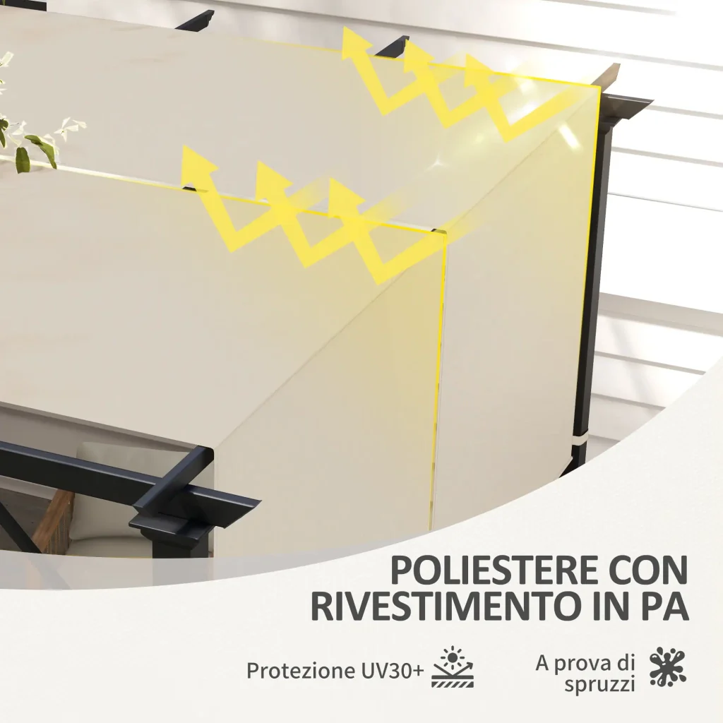 Copertura per Gazebo Pergola 3x3 m 488x122 cm  in PE Impermeabile Cachi - Image 5
