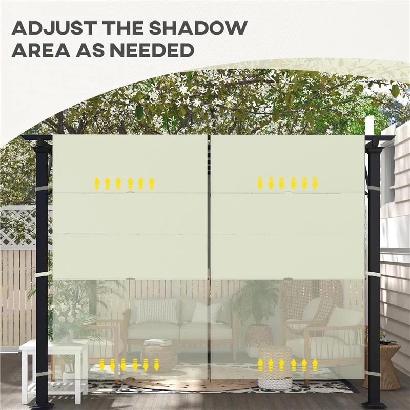 COPERTURA PER GAZEBO PERGOLA 3X3 M IN POLIESTERE CON TASCHE E CINGHIE 488X122 CM COLOR KAKI - Image 4