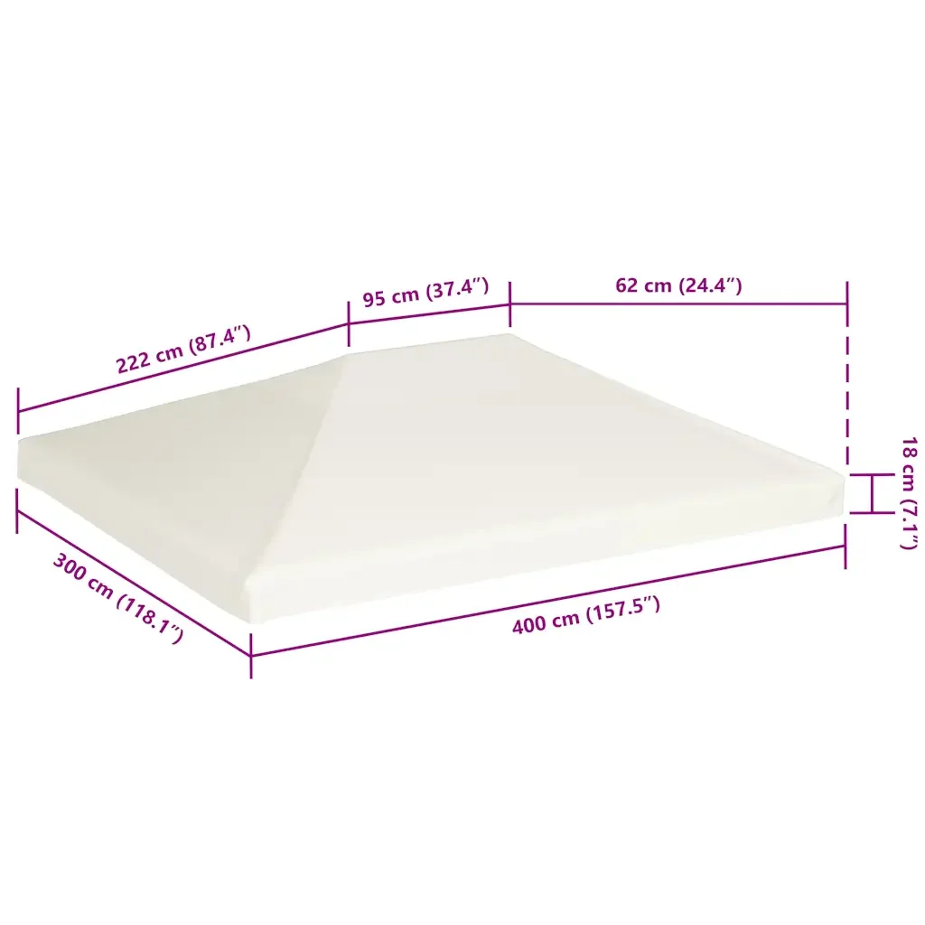 Copertura Superiore per Gazebo 310 g/m² 4x3 m Bianco Crema 44783 - Image 5