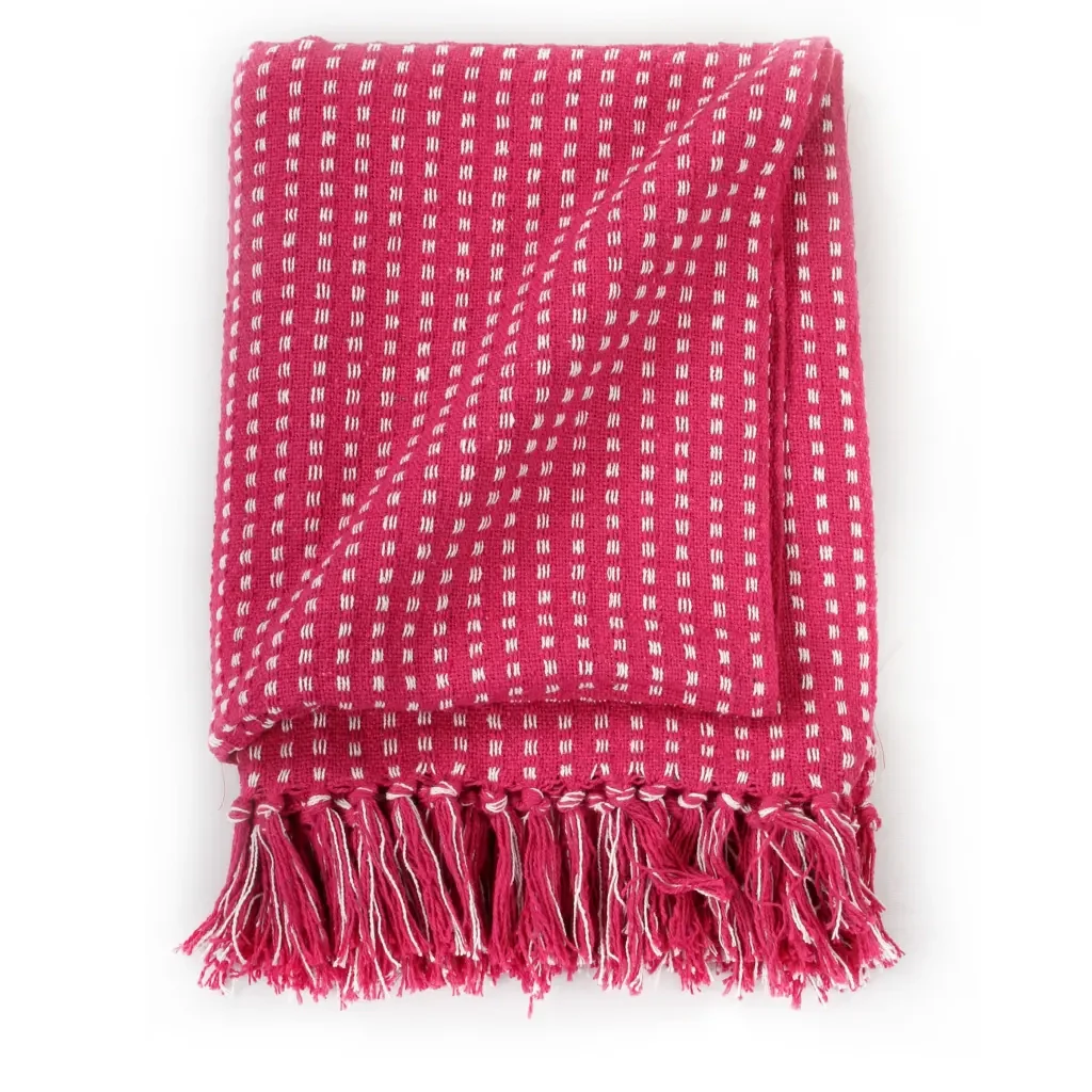 Copriletto in Cotone a Quadri 160x210 cm Rosa 245334 - Image 2