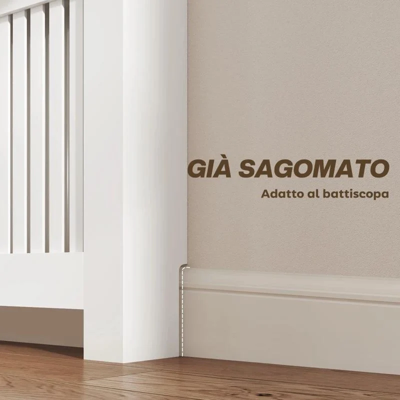 COPRITERMOSIFONE A DOGHE ANTIRIBALTAMENTO CON CASSETTO, IN LEGNO, 78X19X97 CM, BIANCO - Image 6