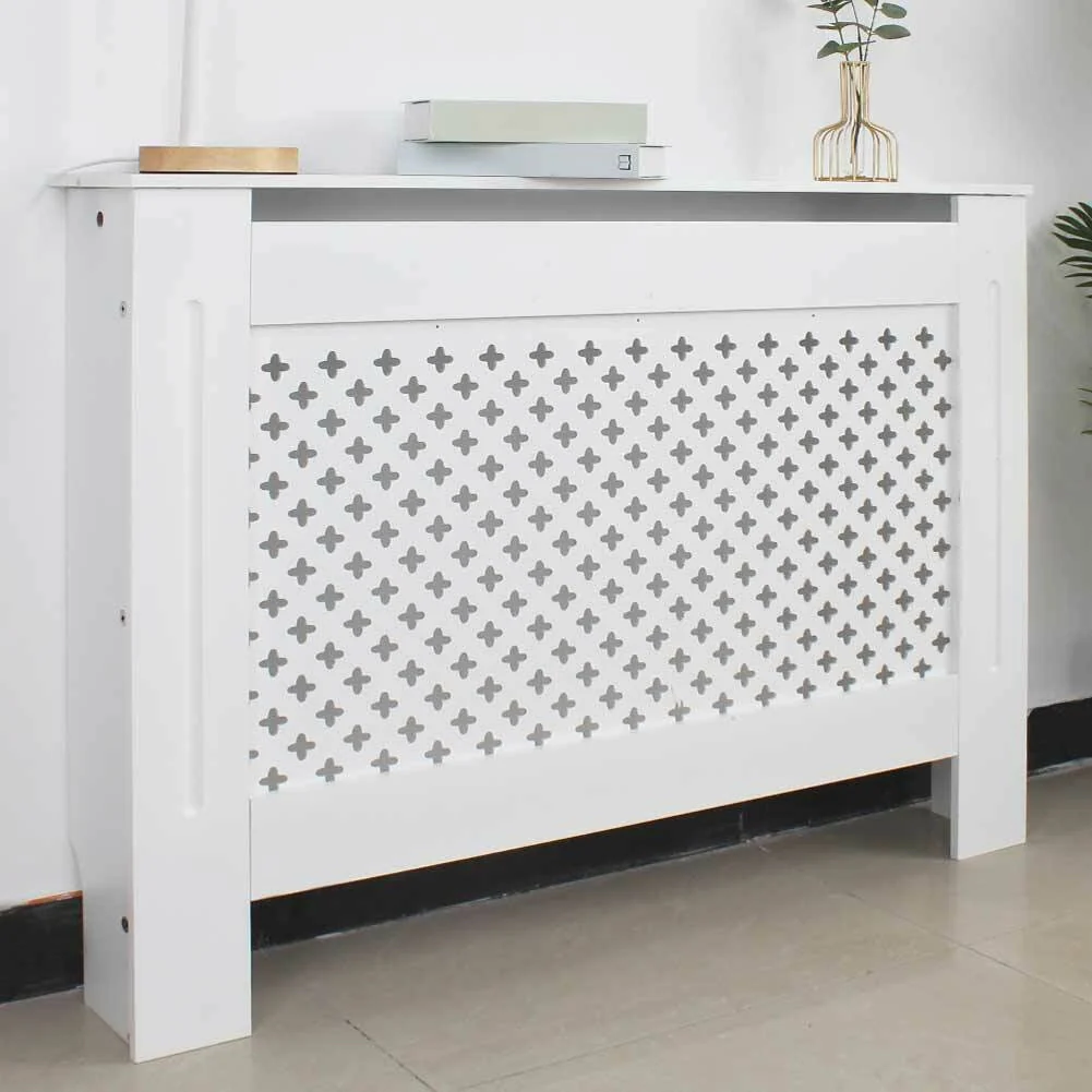 Copritermosifone in Legno MDF 112x19x82cm Copertura Radiatore Calorifero Bianco - Image 3