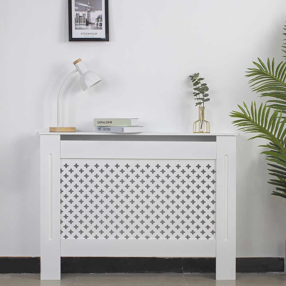 Copritermosifone in Legno MDF 112x19x82cm Copertura Radiatore Calorifero Bianco - Image 5