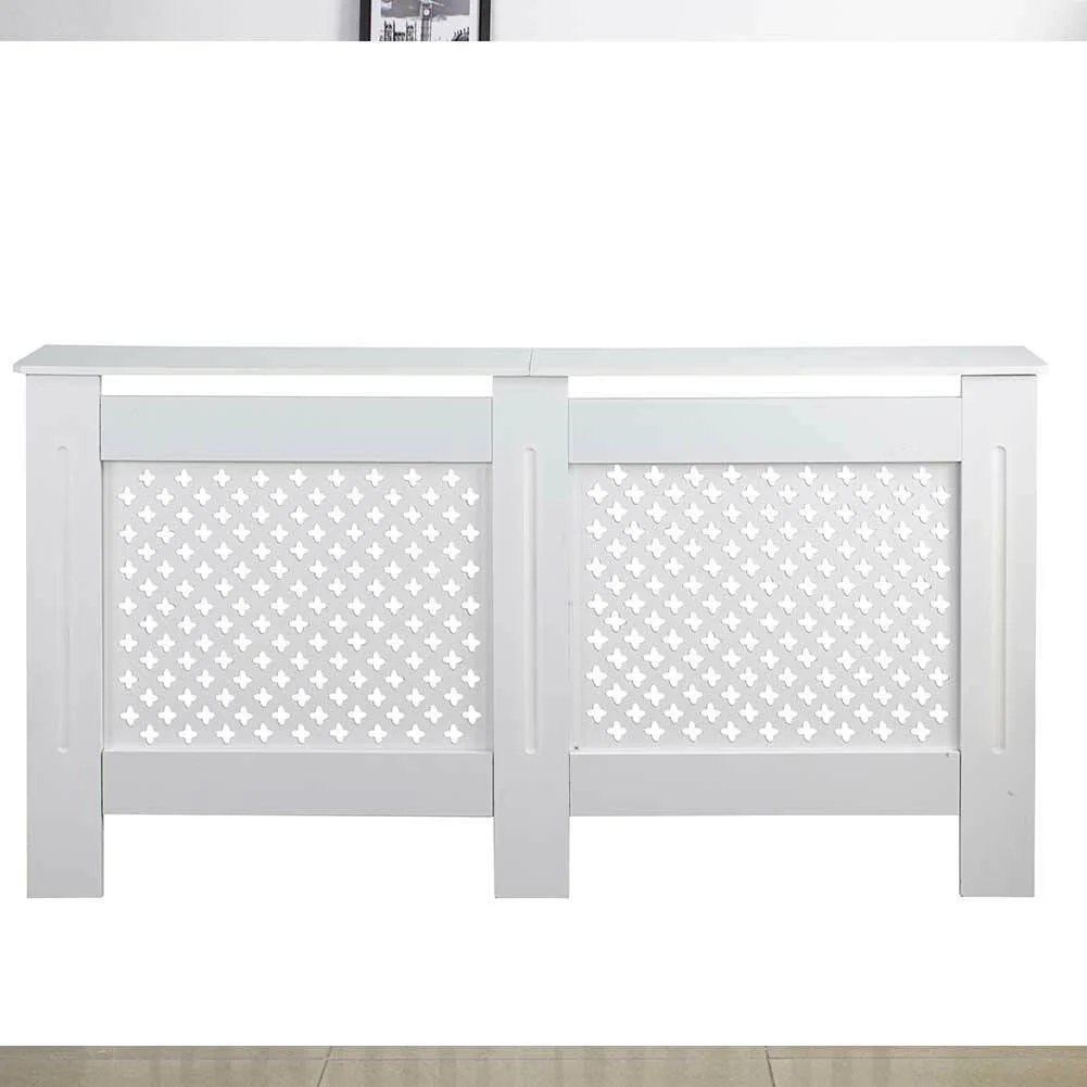 Copritermosifone in Legno MDF 152x19x82cm Copertura Radiatore Calorifero Bianco - Image 10