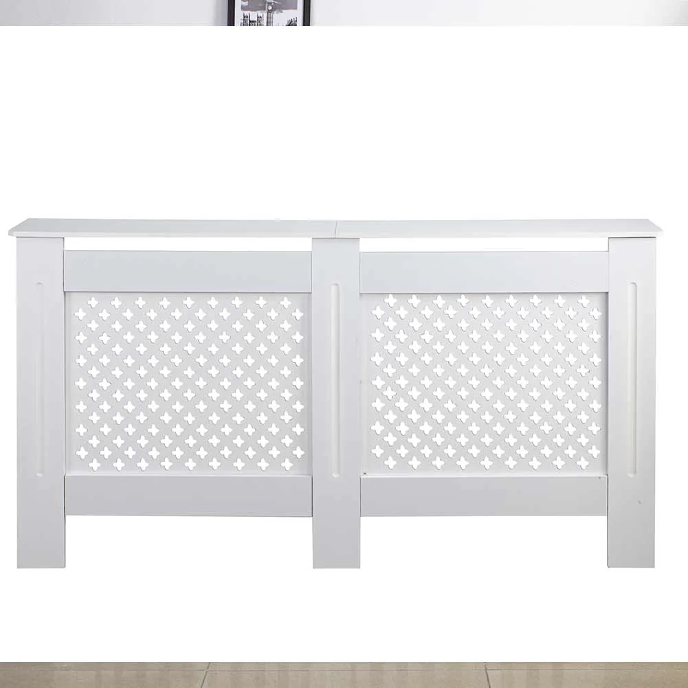 Copritermosifone in Legno MDF 152x19x82cm Copertura Radiatore Calorifero Bianco - Image 6