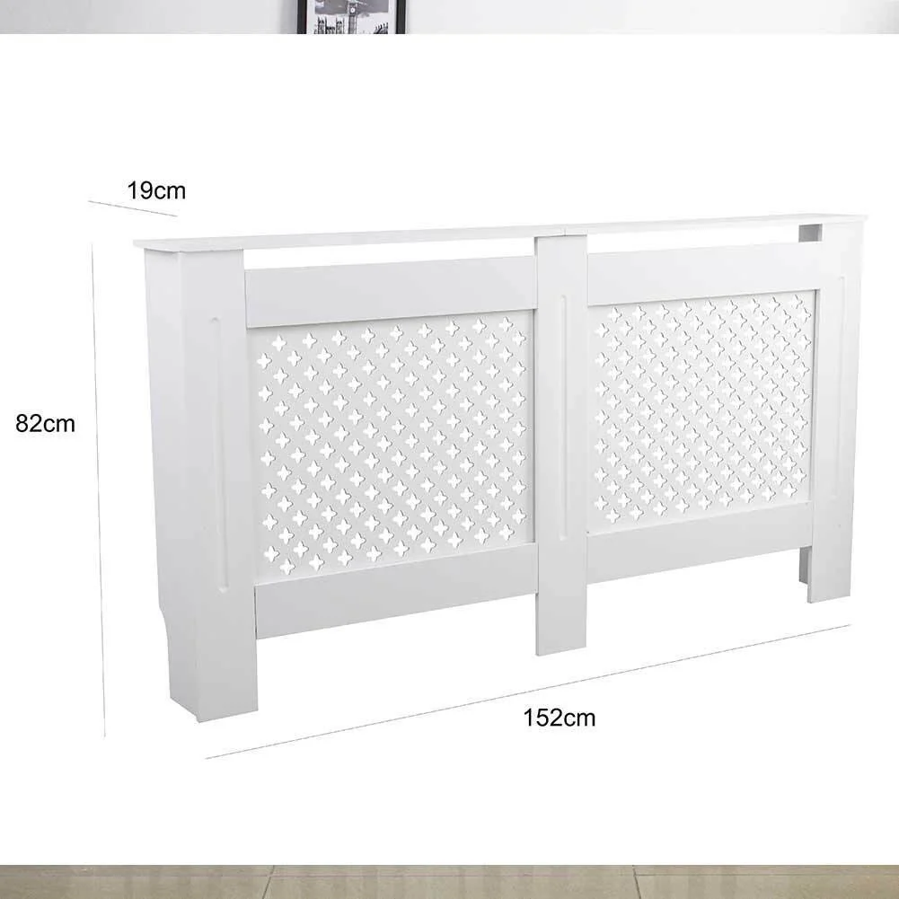 Copritermosifone in Legno MDF 152x19x82cm Copertura Radiatore Calorifero Bianco - Image 7