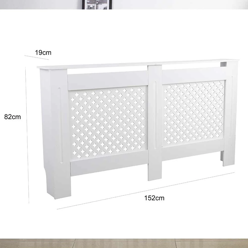 Copritermosifone in Legno MDF 152x19x82cm Copertura Radiatore Calorifero Bianco - Image 8