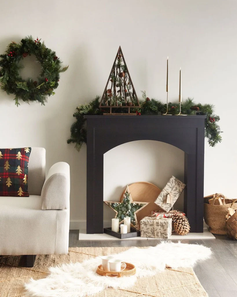 Cornice caminetto in MDF nero decorazione del soggiorno in stile country per soggiorni tradizionali - Image 2