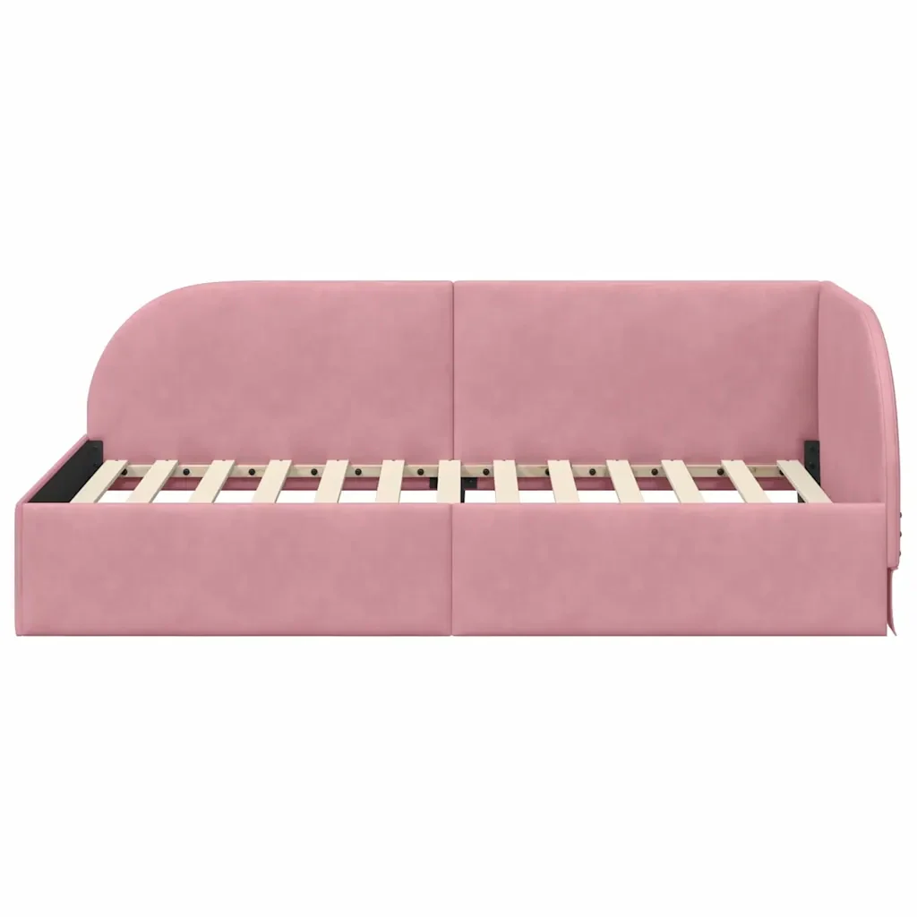 Cornice del letto ad angolo Rosa 90 cm x 200 cm Velluto 42016649 - Image 5